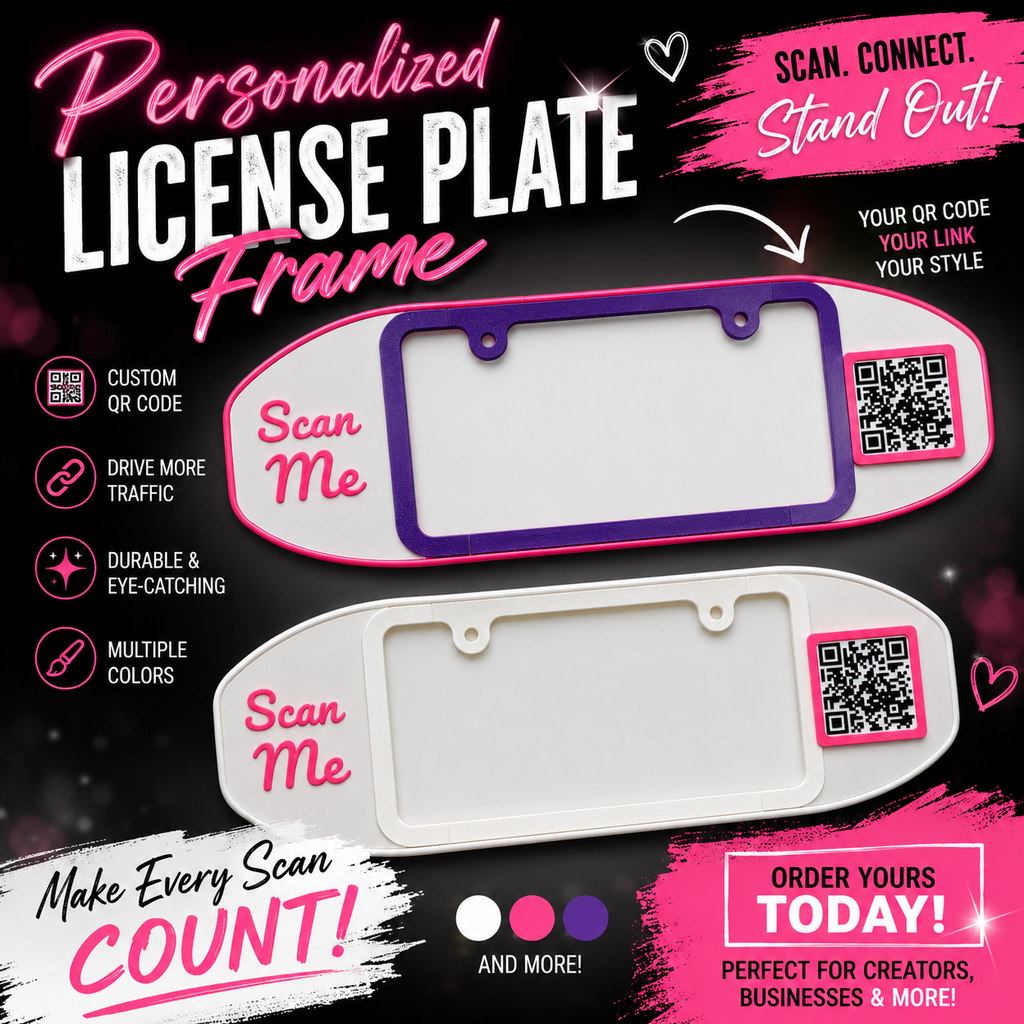 Personalized QR Code License Plate Frame | 3D Printed Custom Frame
