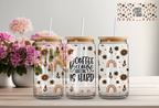 Coffee, Because Adulting is Hard 16 oz Glass Libby Cup with Straw