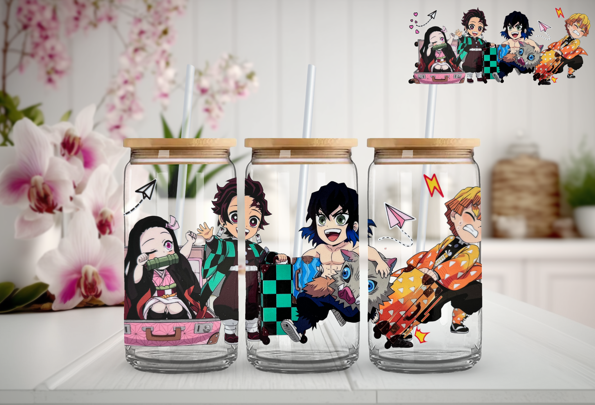Anime DS 16 oz Glass Libby Cup with Straw