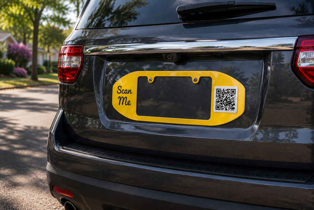 License Plate Frame with QR code