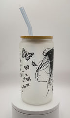 I Am The Storm 16 oz Glass Libby Cup with Straw