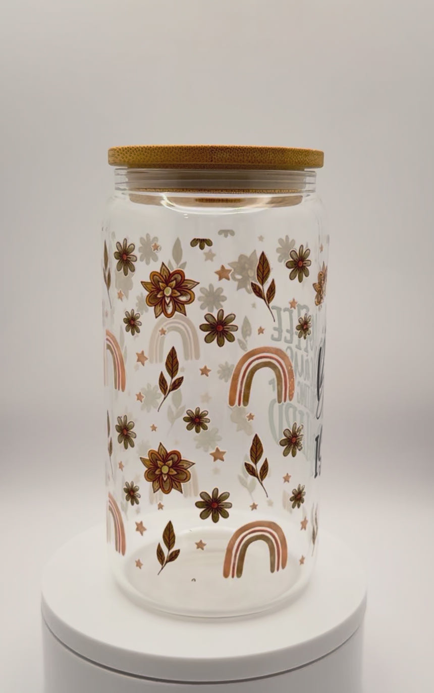 Coffee, Because Adulting is Hard 16 oz Glass Libby Cup with Straw